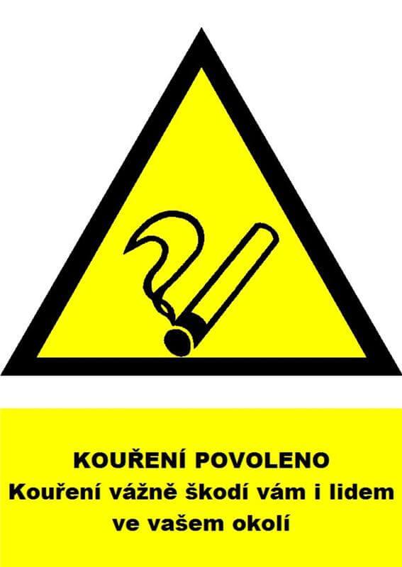 Kouření povoleno - BOZP tabulka